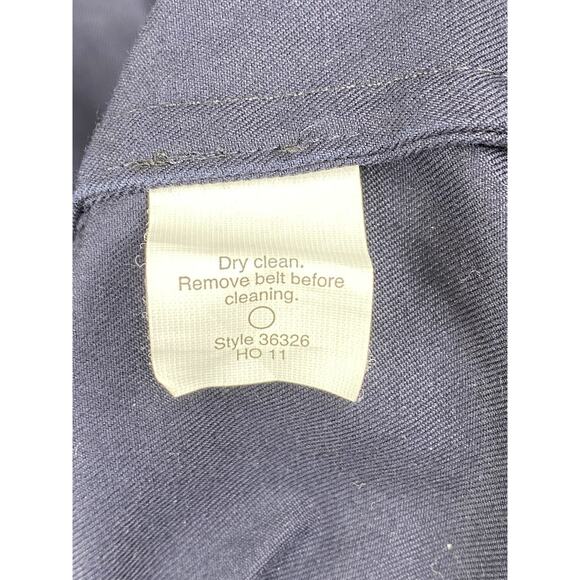 J Crew Trench Coat Womens Size 10 Navy Blue Hooded Snap/Zip Mid Length Cotton - Picture 12 of 13